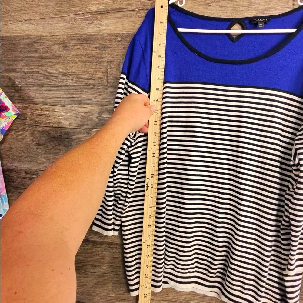 Talbots Blue and White Striped Blouse - Picture 2 of 8
